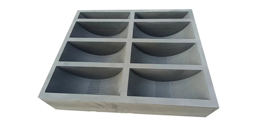 a rectangular gray foam insert. It features a grid - like structure with 8 individual compartments, each having a curved, recessed shape. The foam appears dense and durable, designed to securely hold and protect items, probably for packaging, storage, or display purposes. Its uniform color and precise cutouts suggest it’s a custom - made solution, ideal for fitting specific objects and preventing movement or damage.