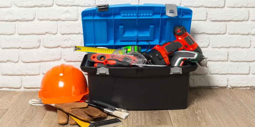 a tool case with various tools and a hard hat, likely illustrating the theme of workplace organization and safety equipment. The caption you've provided suggests that EVA (ethylene-vinyl acetate) foam is being used in the context of improving tool cases and organizers. EVA foam is known for its durable, shock-absorbing properties, and it's commonly used in protective gear and packaging due to its ability to cushion and protect items during transport and storage. In the context of tool cases, EVA foam inserts can be customized to fit specific tools, ensuring they stay securely in place and are protected from damage. This can enhance the organization of tools, making them easier to find and reducing the risk of injury from loose items in a work environment. Additionally, the use of EVA foam can extend the lifespan of the tools by protecting them from environmental factors and the wear and tear of regular use.