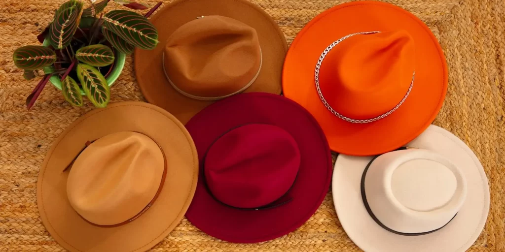 Five different colored hats